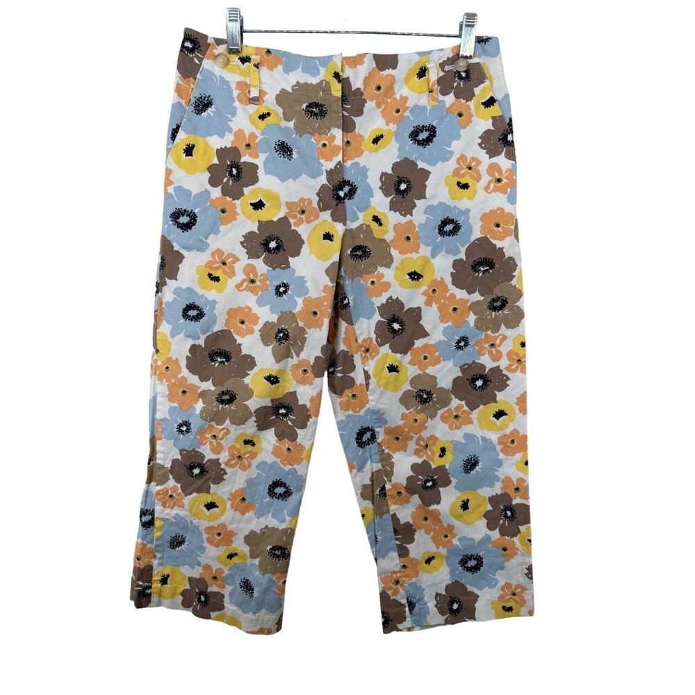 Madison Studio Women Capri Pants 8 Floral Cottage GrandmaCore Pockets *TINY FLAW